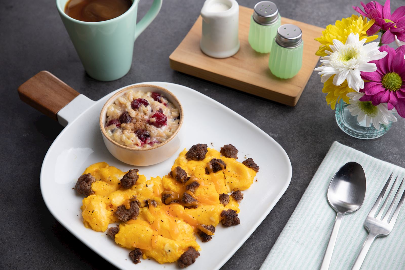 Cheesy Egg Turkey Scramble