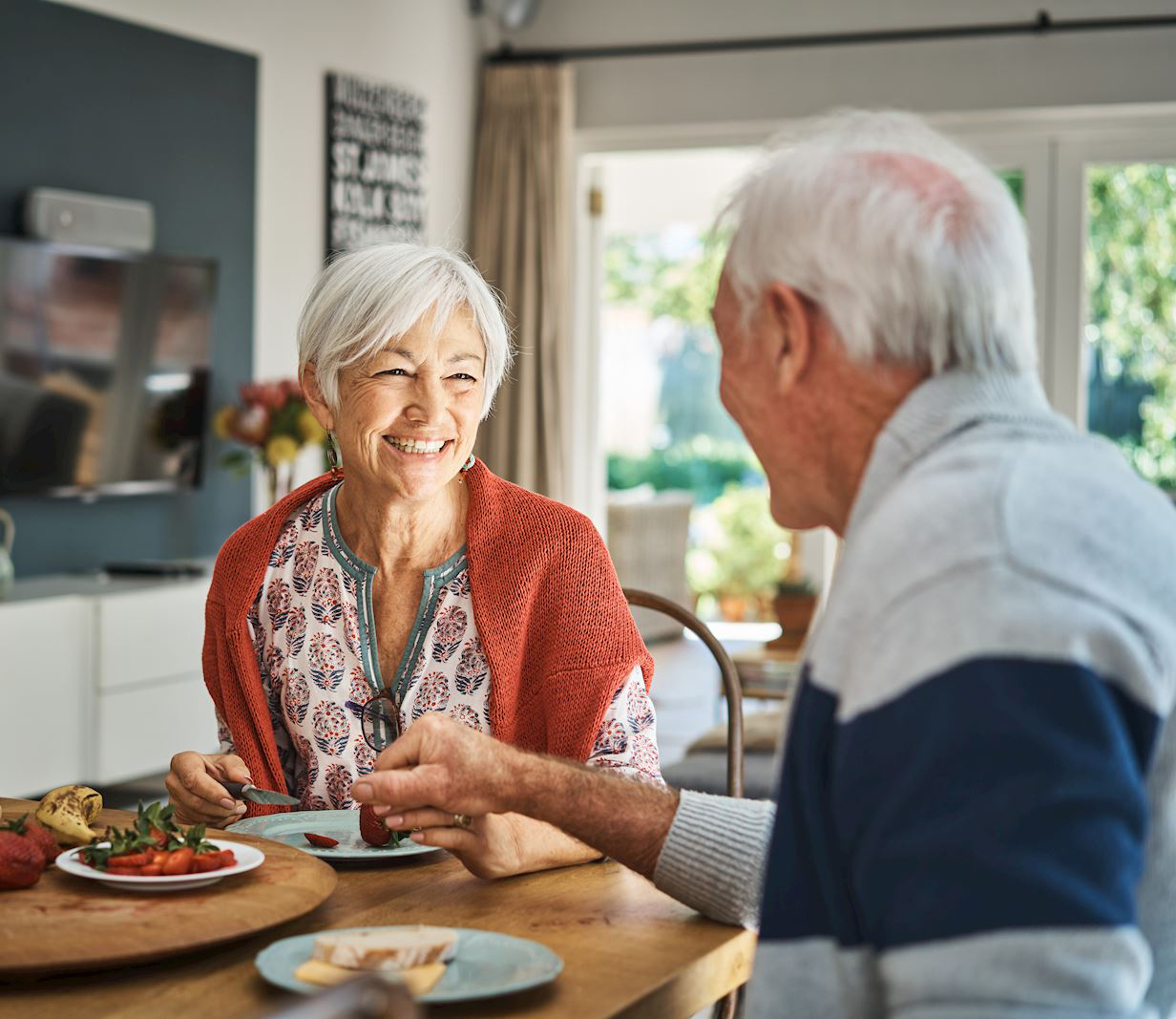 Couple eating dinner at the table